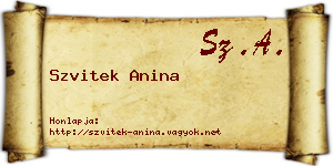 Szvitek Anina névjegykártya